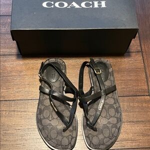 Coach Black Strappy Sandals
